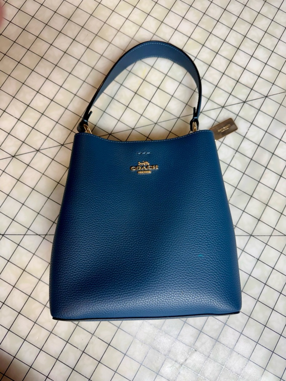 Coach Pebbled Leather Shoulder Bag in Blue